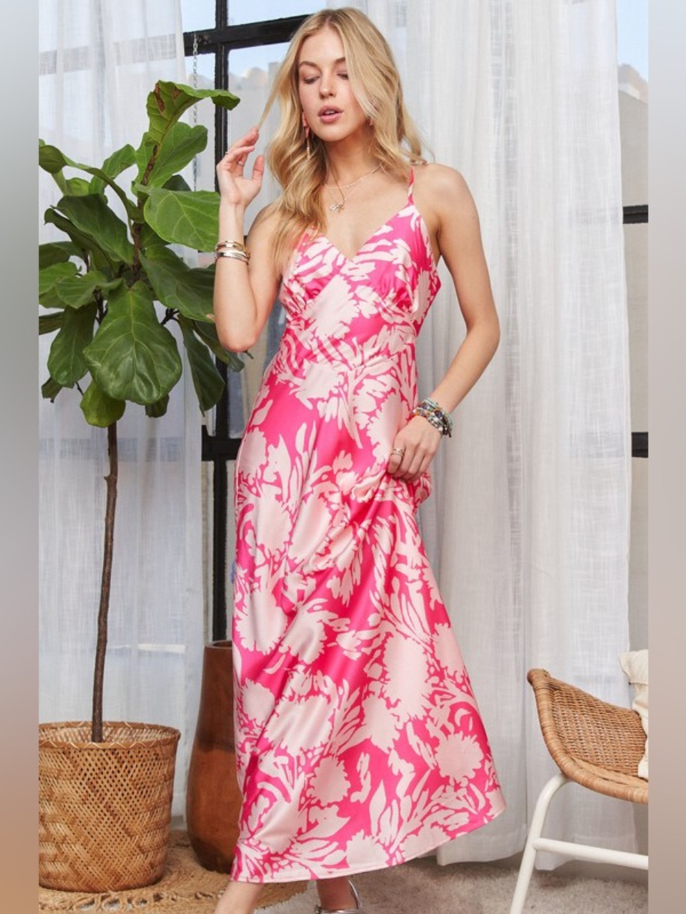 ADORA Print Spaghetti Strap Maxi Dress
